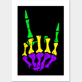 Skeleton Rock Hand Pocket Mardi Gras Bones Music Lover Band Posters and Art